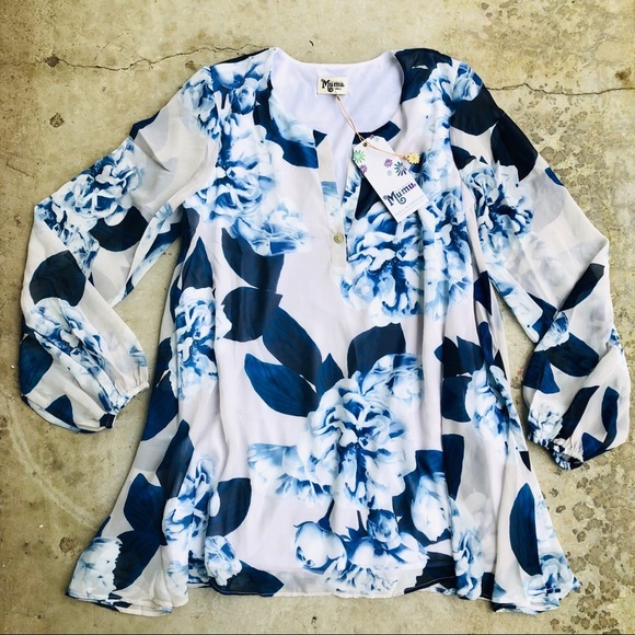 Show Me Your MuMu Jamie tunic dress blouse blue S - Picture 6 of 8